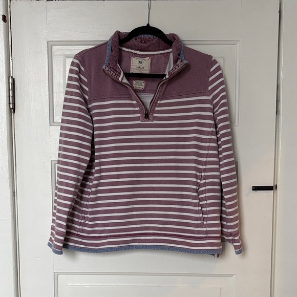 Fat Face Tops - Fat Face Airlie: Mauve and White Striped Pullover